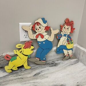 Vintage 1980 Bobbs Merril Co. Raggedy Ann & Andy Nursery Wall Decor Wall Hanging